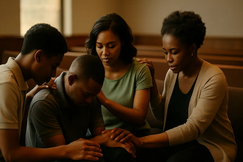 People praying together in community
